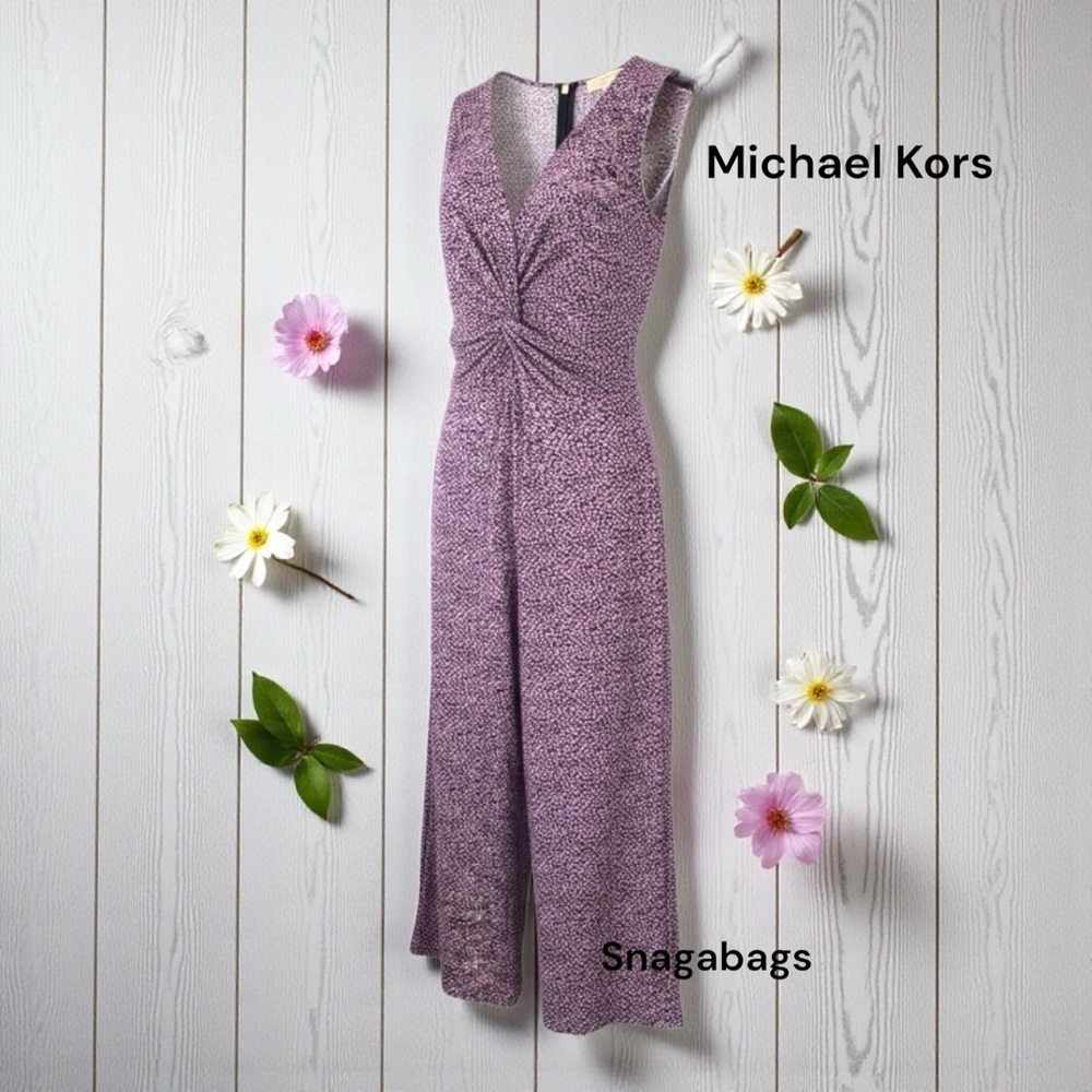 MICHAEL KORS ONE PIECE JUMP SUIT PINK NAVY FLORAL SLEEVELESS SMALL - Picture 1 of 6